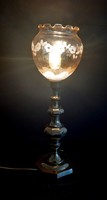 Réz asztali lámpa muranoi búrás ALKUDHATÓ