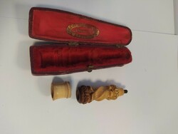 Antik tajtékkő cigaretta szipka eredeti dobozában