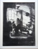 Várakozás állatokkal 40x30 cm kép,Prima díjas művésztől.Károlyfi Zsófia/1952. Tanúsítvány számla van