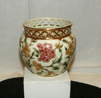 Zsolnay openwork vase with flower pattern - exclusive porcelain