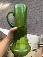 Antique blown glass jug, Biedermeier, height 40 cm.