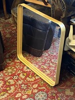 Mustard yellow rectangular plastic retro wall mirror 55 x 55 cm