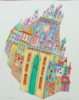 Miller gabriella - towers 37 x 26 cm watercolor on paper