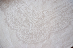 Old art deco damask napkin tea towel tablecloth flower pattern