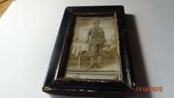 I. vh. -s  magyar katona , baka fotója  , keretben  9 x 13 cm