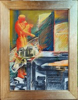 Topor András (1944-1997) Vetkőző c Képcsarnokos festménye Eredeti Garanciával!