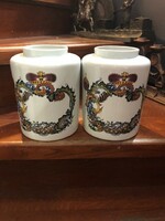 Pair of Delft porcelain apothecary jars, height 22 cm.