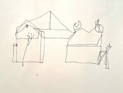 Modern street scene (pen drawing 38x42) 