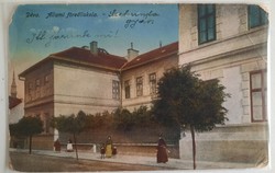 Déva, Állami főreáliskola, antik levelezőlap, képeslap, 1918
