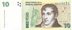10 peso pesos 2012 Atgentina hajtatlan