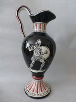 Large majolica jug, marmaca ceramic from San Marino, with a Greek warrior