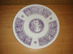 József Tari Zsolnay porcelain wall plate - diam. 25 cm (3p)