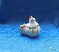 Russian Kiev porcelain gilded chicken-shaped spice holder (po-2)