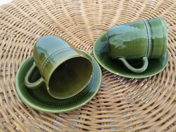 Handcrafted ceramic coffee - olive green / 2 person