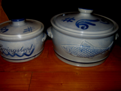 2 vintage ceramic fish bowls marzy & remy stone porcelain