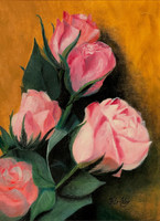 Öt szál rózsa - olajfestmény 40 x 30 cm