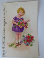 D198032  Képeslap - Kislány virágcsokorral 1941