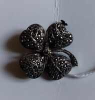 Silver Plated Four Leaf Clover Brooch Pin