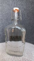 Régi lapos csatos üveg, 0,5 l-es, magasság: 24,5 cm, szélesség: 12 cm, szép állapotban