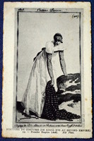 Antik divattörténeti francia képeslap metszet után  Párizsi hölgy viselete 1808