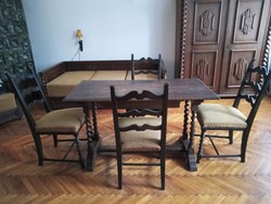 Koloniál étkező asztal székekkel