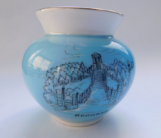 Sky blue vintage cityscape commemorative vase - Belgrade (8 cm)