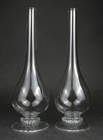 1O088 Hibátlan talpas üveg váza szálváza pár 24 cm