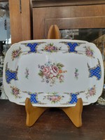 French limoges a la main exclusive rose pattern, signed porcelain serving bowl, tray. 32 Cm.
