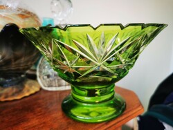 Antique footed crystal serving bowl