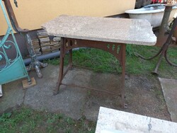 Iron table with marble top