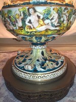 Nagy méretű gyönyörű Vintage Capadimonte porcelán komplett lámpa