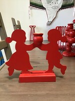 Régi svéd kézzel festett fa gyertyatartó