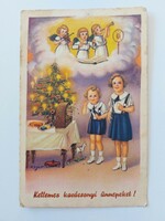 Old Christmas card 1940 postcard radio toys children