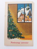 Régi karácsonyi képeslap 1947 Gyulai rajzos levelezőlap