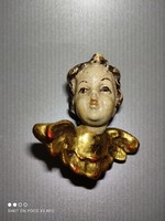 Antique Art Nouveau wooden putto angel wall or Christmas tree decoration
