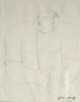 Litkei József: A kövér - ceruzarajz  a művész hagyatékából