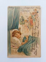 Régi karácsonyi képeslap 1901 levelezőlap angyalok