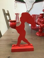 Régi svéd kézzel festett fa gyertyatartó