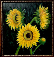 Sunflowers - oil painting - approx. 42 X 40 cm
