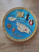 Malta commemorative plate wall decoration with map