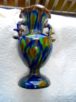 Mezőtúr glazed, peacock eye vase ---22 cm