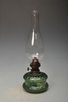 Kerosene lamp, wall lamp, peasant lamp, green glass container - works.