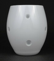 1O232 Fehérre színezett rétegelt fújt skandináv tojás alakú üveg váza 10.5 cm
