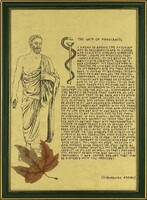 1O136 framed Hippocratic Oath English text 38 x 28 cm