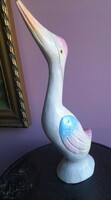 Carved bird sculpture, hand painted, with beautiful colors: egret