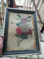 M. Gy szignóval jelzett régi virágos csendélet 40 cm x 30 cm