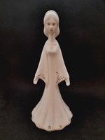 Aquincum, snow white porcelain figurine, gray tailor Antonia, 25 cm