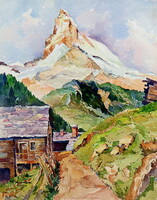 Alpesi táj, F. Rainer bécsi festő (Matterhorn)