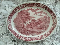 Gyönyörű angol pink ovális tányérok 28,5x22 cm-es méretben