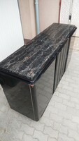 Marked French art deco a.Bicchierini black lacquer sideboard with marble top